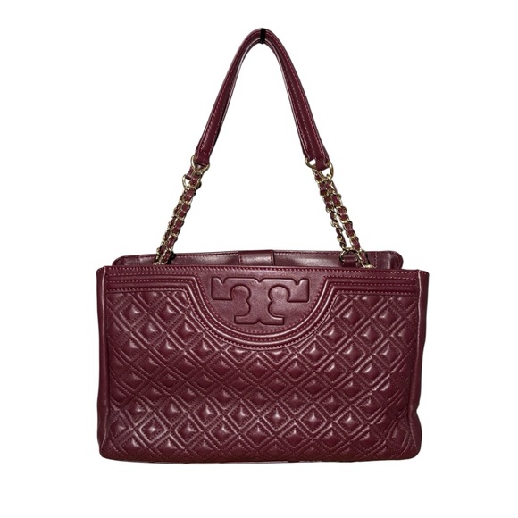 Tory Burch Handbags - Tory Burch Fleming Quilted Leather Shoulder Bag – Burgundy